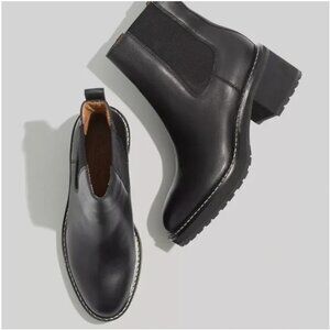 Madewell The Carina Platform Chelsea Boot in Black Leather